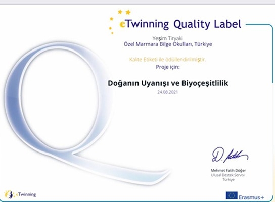 MARMARA BİLGE OKULLARI ‘NA  ETWINNING ULUSAL KALİTE ETİKETİ  ÖDÜL YAĞMURU