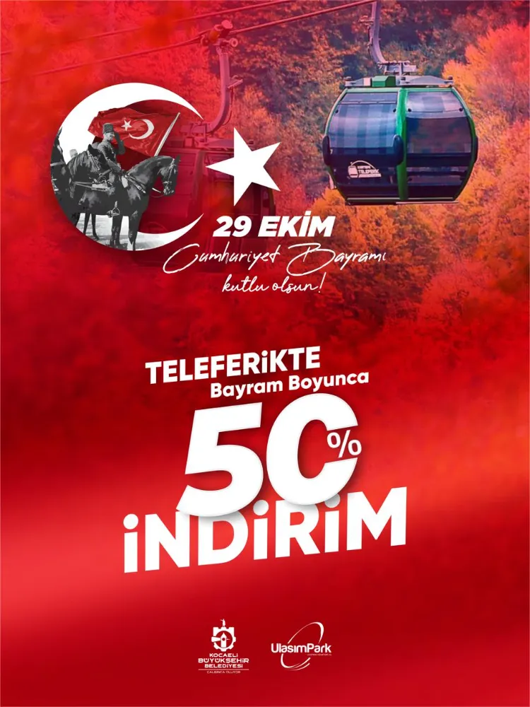Kartepe Teleferik, 29 Ekim’de yüzde 50 indirimli