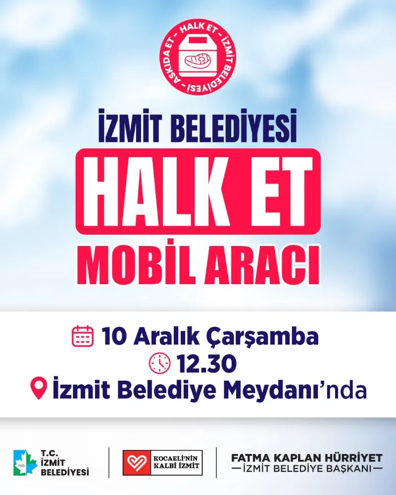 Halk Et Mobil Aracı bugün İzmit Belediye Meydanı’nda